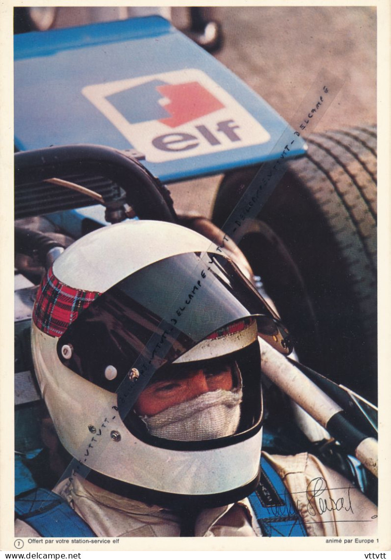 Jackie Stewart, Pilote Elf, Collection Elf (1970, N° 7) 30 Cm Sur 21 Cm Cartonnée, Grand Prix De Hollande, Recto-verso - Car Racing - F1