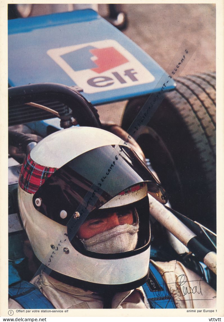 Jackie Stewart, Pilote Elf, Collection Elf (1970, N° 7) 30 Cm Sur 21 Cm Cartonnée, Grand Prix De Hollande, Recto-verso - Automobile - F1