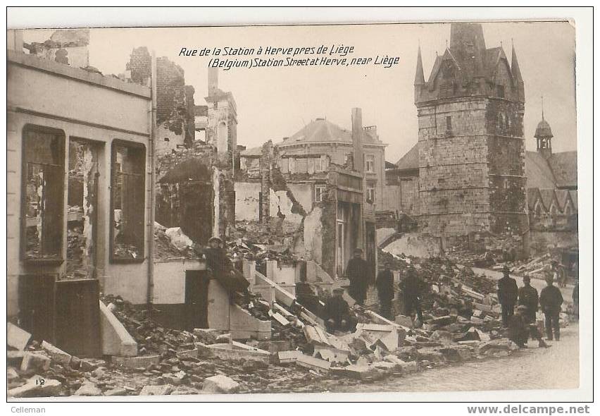 Herve Carte Photo Ruines Rue De La Station Animé (b948) - Herve