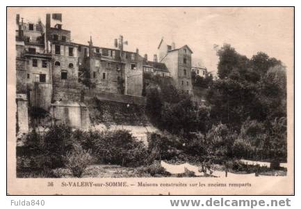 CPA.  ST-VALERY-SUR-SOMME.   Maisons Construites Sur Les Anciens Rempart.  1938. (numéroté 36) - Saint Valery Sur Somme
