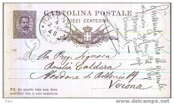 ROMA / VERONA - Anno 1889 - Entiers Postaux