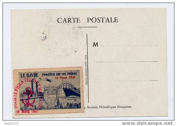 SUPERBE CARTE POSTALE DE LA JOURNEE DU TIMBRE DE 1947 - ....-1949