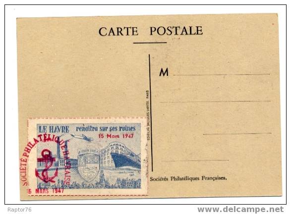 SUPERBE CARTE POSTALE DE LA JOURNEE DU TIMBRE DE 1947 - ....-1949