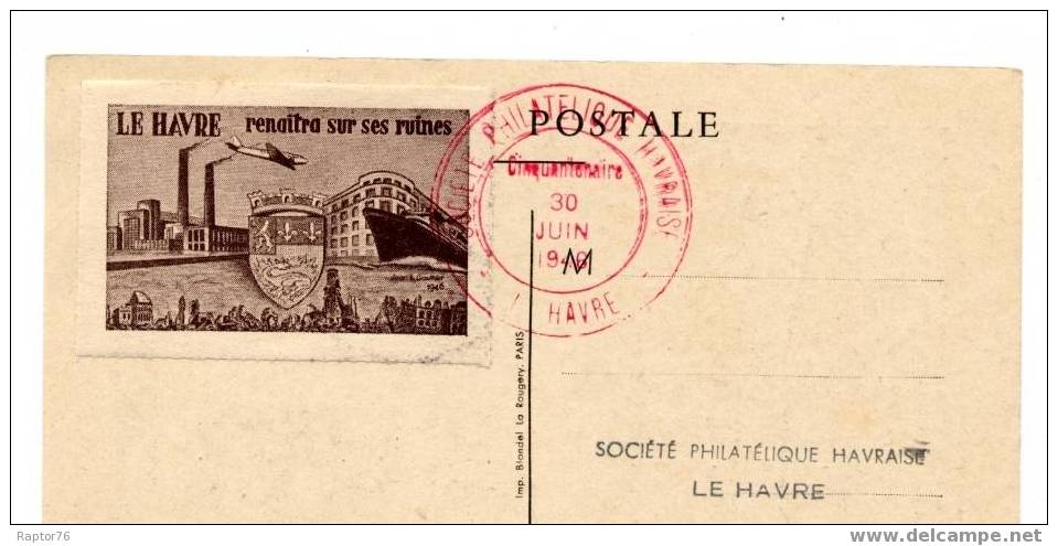 SUPERBE CARTE POSTALE DE LA JOURNEE DU TIMBRE DE 1946 - ....-1949