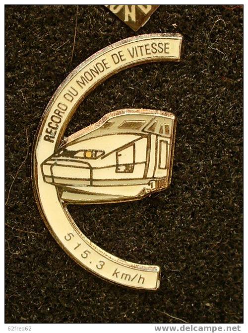 TRAIN  TGV - RECORD DU MONDE DE VITESSE - DEMI CERCLE BLANC - TGV