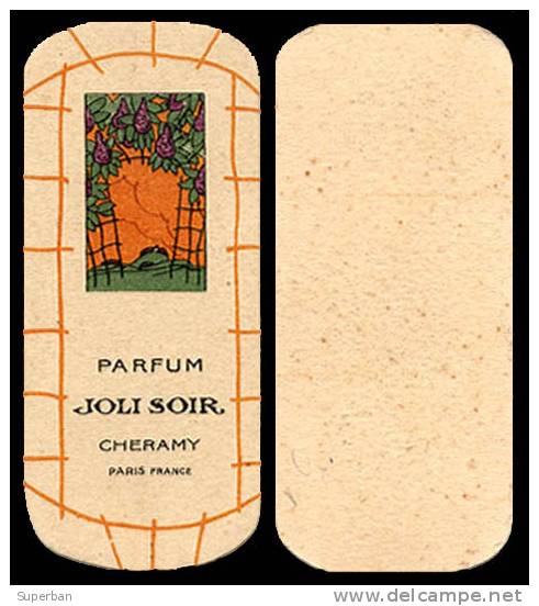 PUBLICITÉ PARFUM - CARTE PARFUMÉE Avec JOLI SOIR - CHERAMY, PARIS (y-464) - Vintage (until 1960)