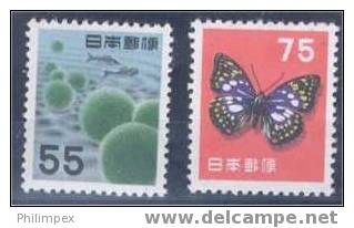 JAPAN, 2 GOOD DEFINITIVES 1956, BOTH NEVER HINGED **! - Unused Stamps