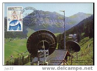 Liechtenstein Lot 2 CM 1er Jour FDC Europa Tp Obl CAD 1988 Transports & Communications Antenne Parabolique Train Gare - 1988