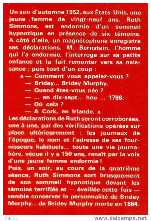 A La Recherche De Bridey Murphy - Collection J'AI LU N°A212 - L'aventure  Myst. - Morey Bernstein - Fantastique