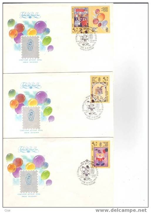 RUSSIA 1990 - 3 FDC - Yvert  5767/9 - Annullo Speciale Illustrato - Marionnettes