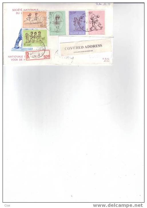 BELGIO 1973 - Yvert 1399/403 - Su Lettera Raccomandata - Cartas & Documentos