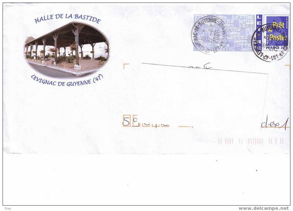 PAP LEVIGNAC DE GUYENNE (LOT ET GARONNE) : HALLE DE LA BASTIDE - Prêts-à-poster: Repiquages /Logo Bleu