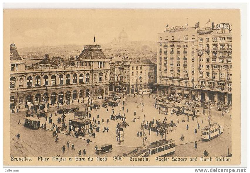 Brussel Place Rogier Et Gare Du Nord Animé + Tram (d692) - Spoorwegen, Stations