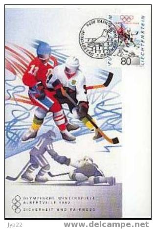 Liechtenstein Lot 3 CM 1er Jour FDC Jeux Olympiques D'Hiver Albertville Savoie Ski De Fond Hockey Descente - Hiver 1992: Albertville