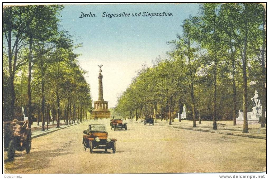 Berlin.Belle Cpa Couleur.Siegesallee Und Siegessäule.belle Animation Voitures. - Gutach (Breisgau)