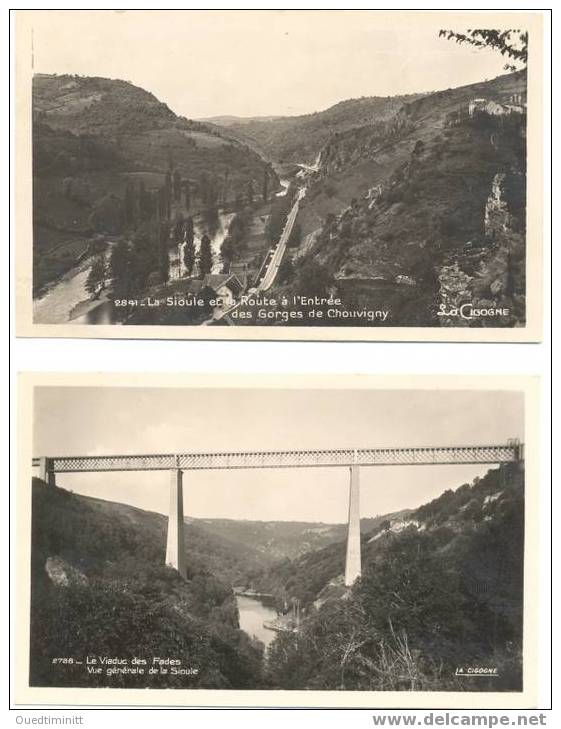 La Sioule.Lot De 2 Très Belles CPSM.Le Viaduc Des Fades.Entrée Des Gorges De Chouvigny. - Bridges