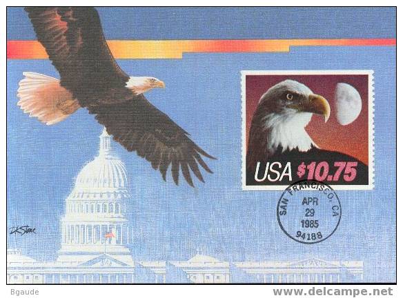 ETATS UNIS CARTE MAXIMUM NUM.YVERT  1585 AIGLE AMERICAIN COURRIER EXPRESS - Maximumkarten (MC)