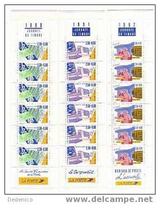 CARNETS NON PLIES NEUFS  :  JOURNEE DU TIMBRE 1990 à 1992 - Dag Van De Postzegel