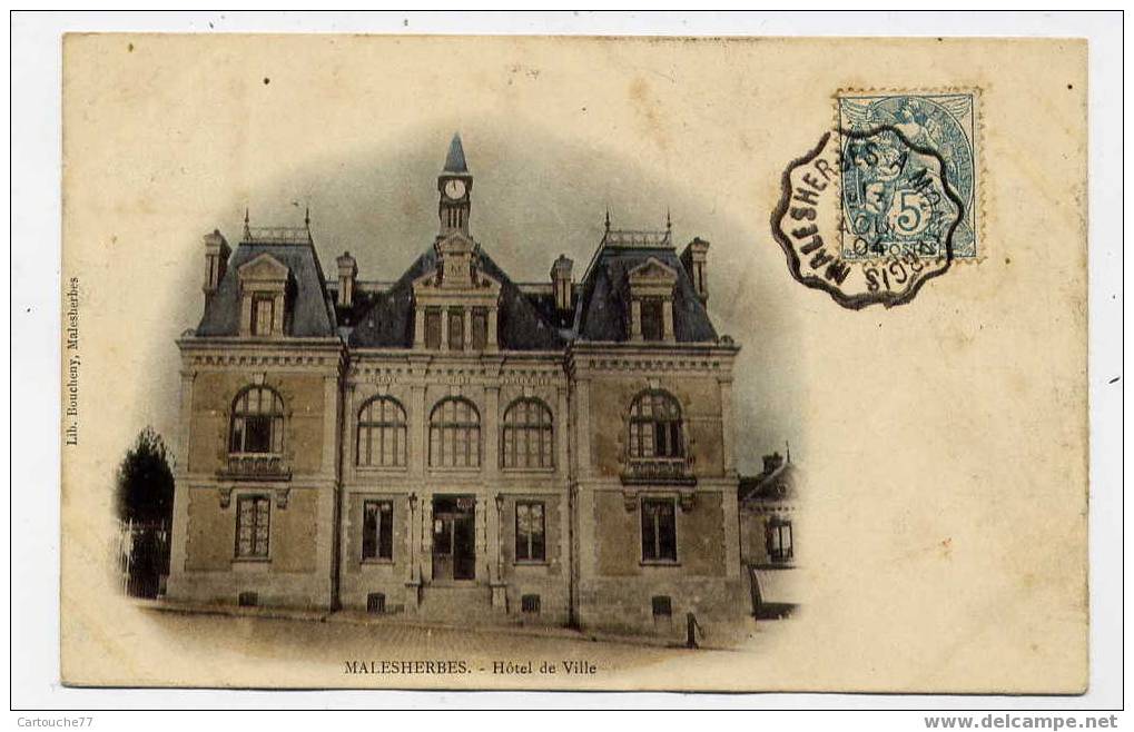 J2 - MALESHERBES - Hôtel De Ville (1904 - Oblitération Ambulant) - Malesherbes