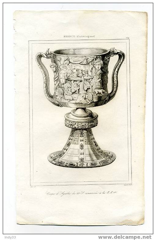 - "COUPE D´AGATHE DU IXe S. CONSERVEE A LA B. Rale". GRAVURE SUR ACIER DU XIXe S. - Altri & Non Classificati