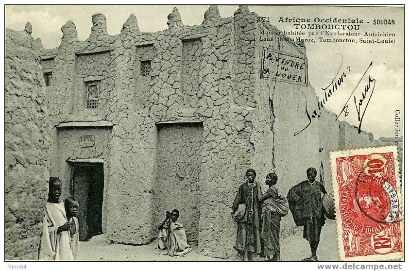 SENEGAL .  AFRIQUE OCCIDENTALE -  SOUDAN . TOMBOUCTOU . MAISON HABITEE PAR L'EXPLORATEUR AUTRICHIEN LEUZ 1880 . - Soudan