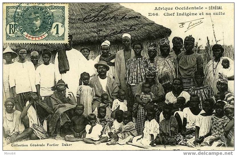 SENEGAL .  AFRIQUE OCCIDENTALE -  SENEGAL .   CHEF INDIGENE ET SA SUITE . - Dahomey