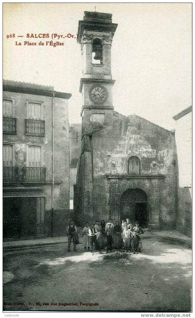 66 SALCES La Place De L ' Eglise (Brun) - Salses