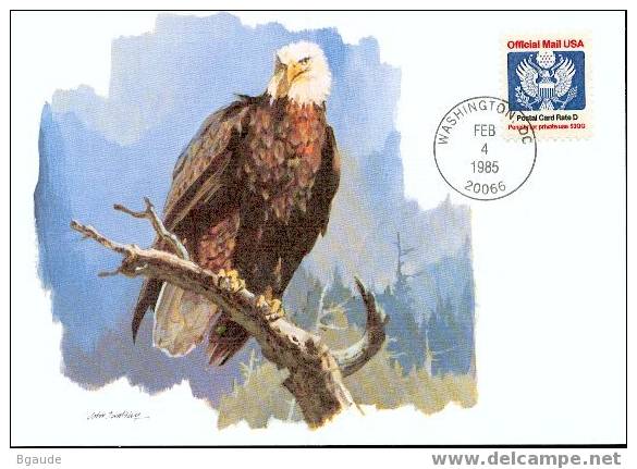 ETATS UNIS CARTE PHILATELIQUE NUM.YVERT  SERVICE 105 AIGLE - Cartes-Maximum (CM)