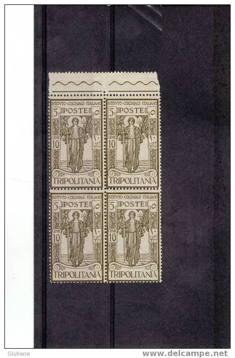 Italia Colonie - Tripolitania N. 34** In Blocco Di 4v. (Sassone) 1926 Pro Istituto Coloniale Italiano - Tripolitaine