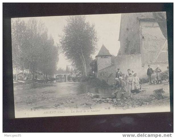 008901 Argent Les Bords De La Sauldre édit.E.M. N°1 Animée Laveuses Lavandière Belle Carte - Argent-sur-Sauldre