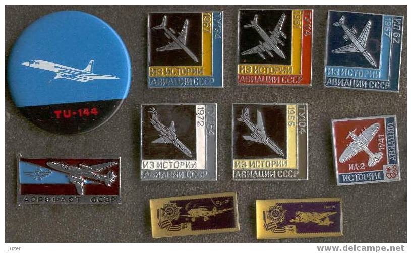 10 Different Russian AIRPLANES Pins - Avions