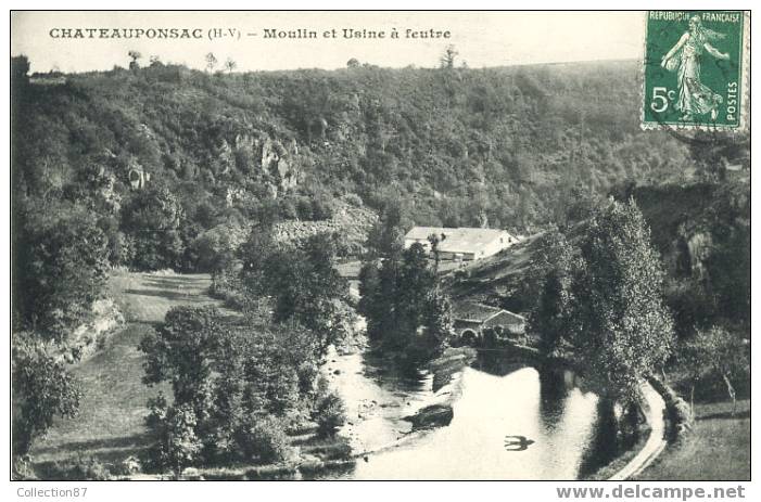 87 - HAUTE VIENNE - CHATEAUPONSAC - MOULIN Et USINE à FEUTRE - BEAU PLAN - Chateauponsac