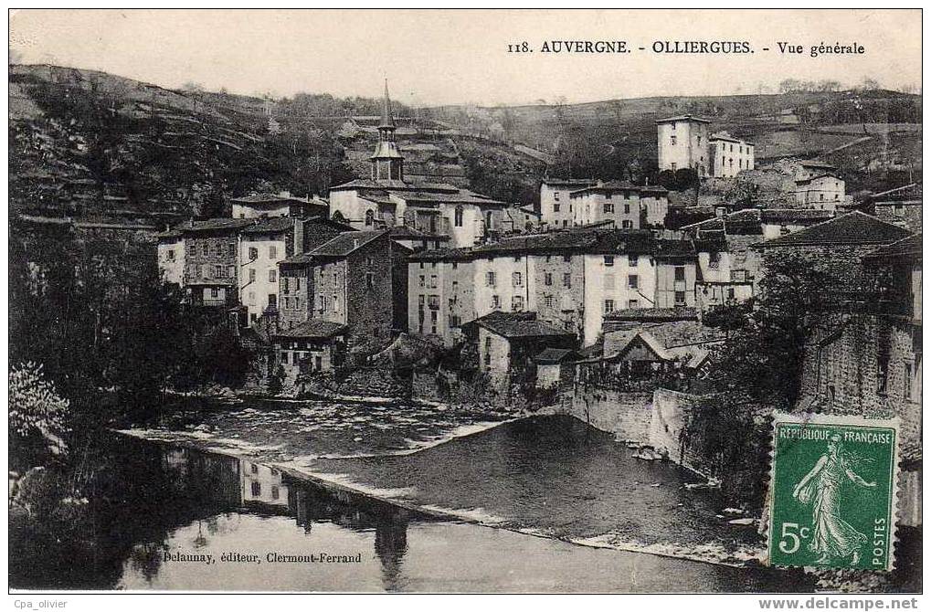 63 OLLIERGUES Vue Générale, Ed Delaunay 118, Auvergne, 1907 - Olliergues