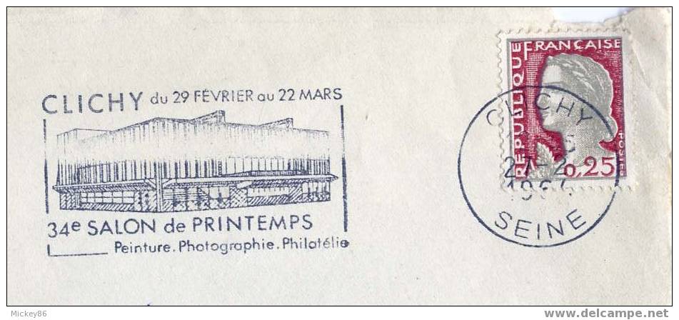 Flamme--1964--CLICHY--34ème Salon De Printemps-Peinture,Photographie,Philatélie........... - Philatelic Exhibitions