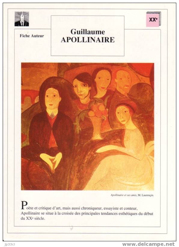 Fiche D´auteur Sur Guillaume Apollinaire - Lesekarten