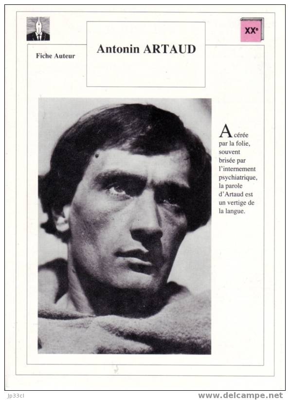 Fiche D´auteur Sur Antonin Artaud - Fiches Didactiques