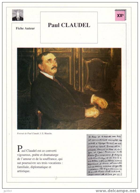 Fiche D´auteur Sur Paul Claudel - Fiches Didactiques