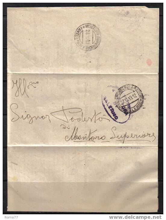 VER104 - DA SALERNO 27/10/39  A MONTORO SUPERIORE : RISPEDIZIONE - Storia Postale