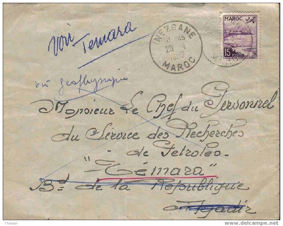 Maroc Morocco Marokko Lettre Cover Brief Belege Carta Inezgane 1956. - Covers & Documents