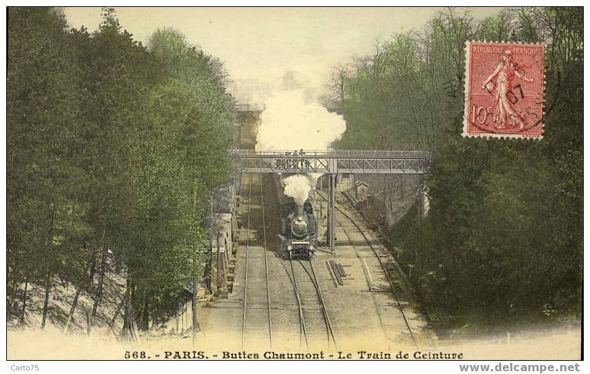 PARIS - CHEMIN DE FER - BUTTES CHAUMONT - Le Train De Ceinture - Stazioni Con Treni