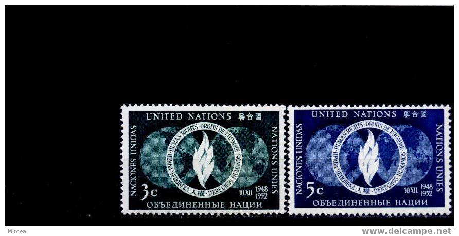 C1160 - Nations Unies Yv.no. 13/4 Neufs** - Unused Stamps