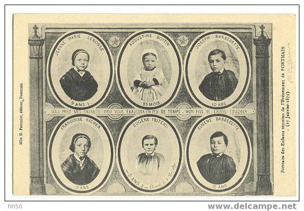 PONTMAIN  53  Portraits Des Enfants Témoins De L´évènement JB Lebossé,A Boitin, J Et E Barbedette, F Richer, E Friteau - Pontmain