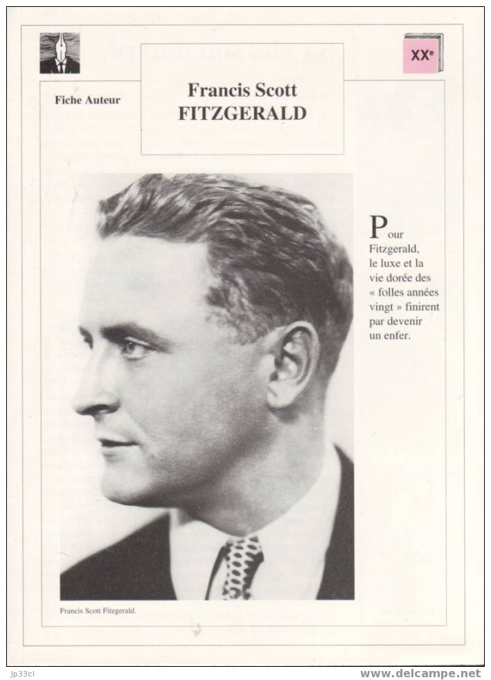 Fiche D´auteur Sur Francis Scott Fitzgerald - Lesekarten