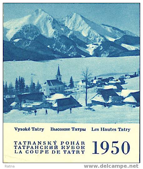 Tchecoslovaquie : Entier Voyagé Sport Hiver Coupe De Tatry 1950 Montagne Neige Village - Invierno