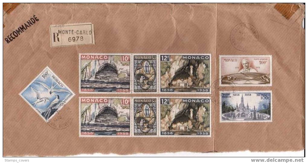 MONACO USED COVER YVERT 496, 497, 498 (2), PA 66, 69, 70 €32.30 - Postmarks