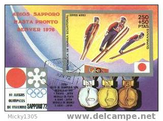 Äqutorial Guinea / Guinea Ecuatorial - Block Gestempelt / Miniature Sheet Used (B173) - Inverno1972: Sapporo