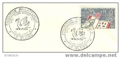 Oiseaux - Cygne - BT Le Blanc Indre - 15 Août 1964 Sur Lettre Entière - - Gallinacées & Faisans