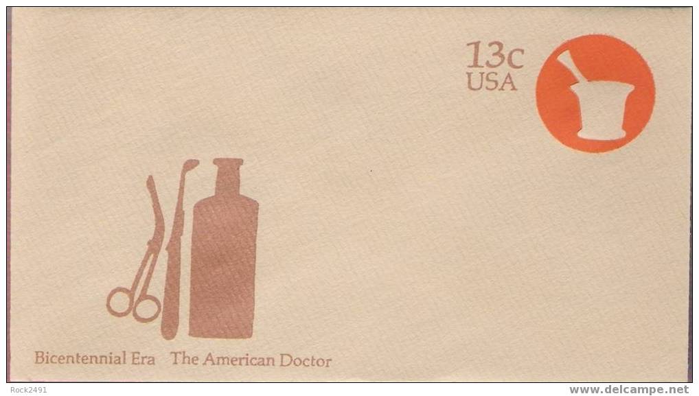 US Scott U574 - 13c Large Envelope, Bicentennial Era The American Doctor, Mint - 1961-80