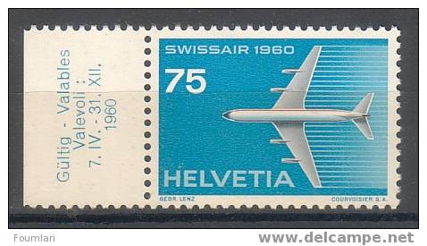 Suisse - Avion Swissair - 1960 - YT642** - COTE 4,70 (1) - Neufs