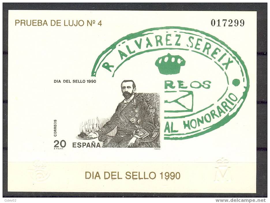 ESPO20-L1772TFDS..España .Spain.Espagne .Alvarez Sereix. DIA DEL SELLO 1990(Ed PO 20). LUJO - Día Del Sello